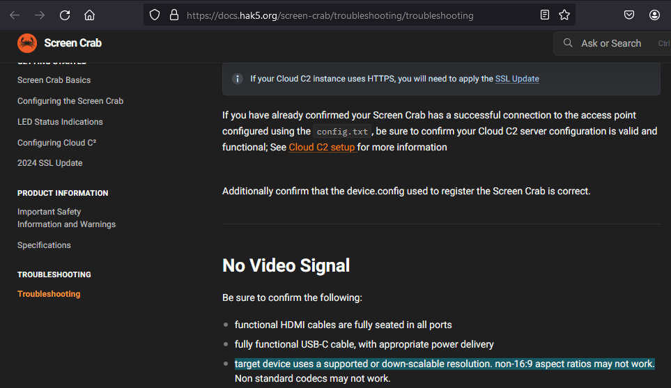 Pagina de preguntas frecuentes y problemas frecuentes del ScreenCrab